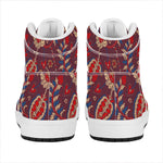 Maroon Vintage Bohemian Floral Print High Top Leather Sneakers
