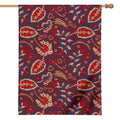 Maroon Vintage Bohemian Floral Print House Flag