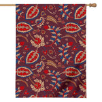 Maroon Vintage Bohemian Floral Print House Flag