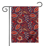 Maroon Vintage Bohemian Floral Print House Flag