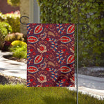 Maroon Vintage Bohemian Floral Print House Flag