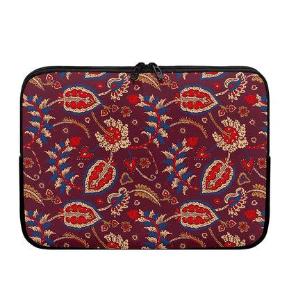 Maroon Vintage Bohemian Floral Print Laptop Sleeve