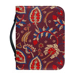 Maroon Vintage Bohemian Floral Print Leather Bible Cover