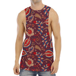 Maroon Vintage Bohemian Floral Print Men's Muscle Tank Top