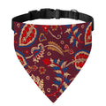 Maroon Vintage Bohemian Floral Print Over The Collar Dog Bandana