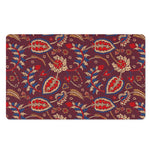 Maroon Vintage Bohemian Floral Print Polyester Doormat
