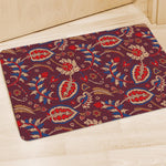 Maroon Vintage Bohemian Floral Print Polyester Doormat