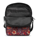 Maroon Vintage Bohemian Floral Print Rectangular Crossbody Bag