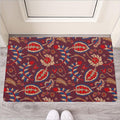 Maroon Vintage Bohemian Floral Print Rubber Doormat