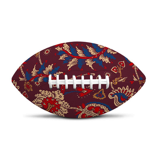 Maroon Vintage Bohemian Floral Print Rugby Ball