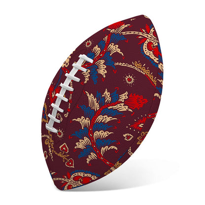 Maroon Vintage Bohemian Floral Print Rugby Ball