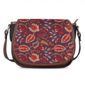 Maroon Vintage Bohemian Floral Print Saddle Bag