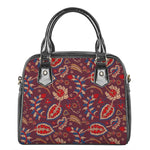 Maroon Vintage Bohemian Floral Print Shoulder Handbag