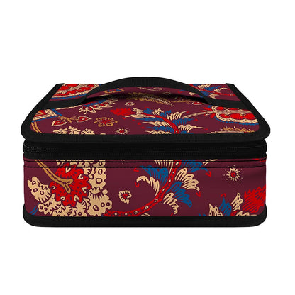 Maroon Vintage Bohemian Floral Print Small Lunch Bag
