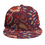 Maroon Vintage Bohemian Floral Print Snapback Cap