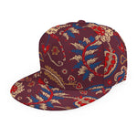 Maroon Vintage Bohemian Floral Print Snapback Cap