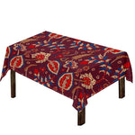 Maroon Vintage Bohemian Floral Print Tablecloth