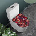 Maroon Vintage Bohemian Floral Print Toilet Lid Cover