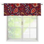 Maroon Vintage Bohemian Floral Print Window Valance