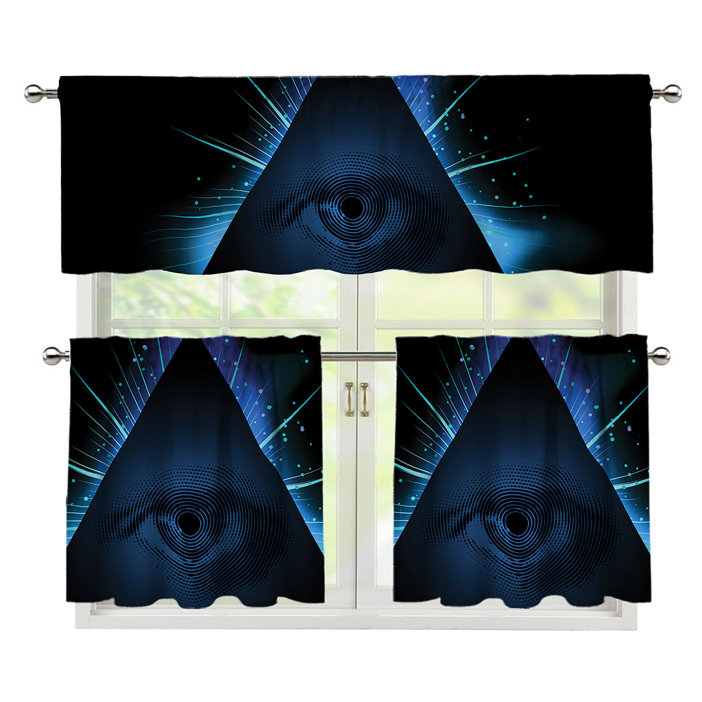 Masonic Eye All Seeing Print 3 Piece Kitchen Curtains