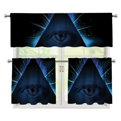 Masonic Eye All Seeing Print 3 Piece Kitchen Curtains