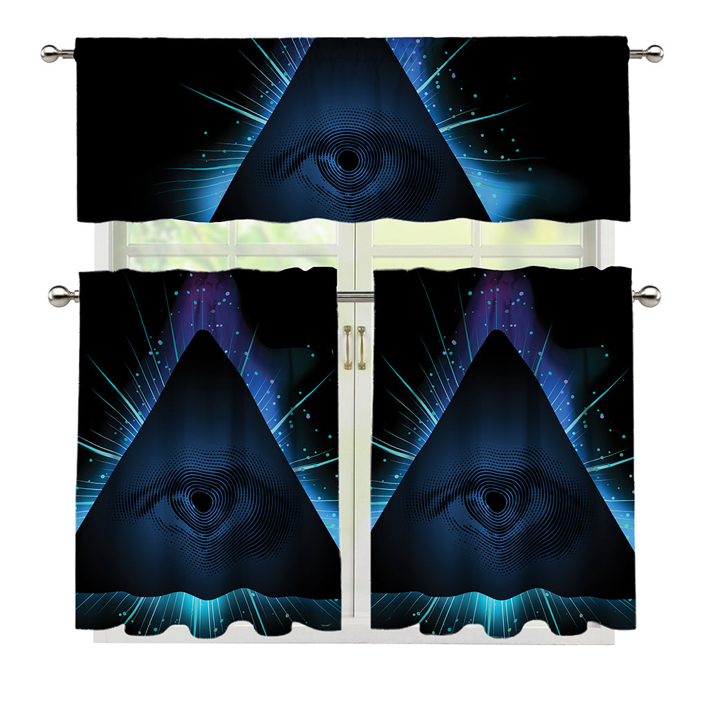 Masonic Eye All Seeing Print 3 Piece Kitchen Curtains