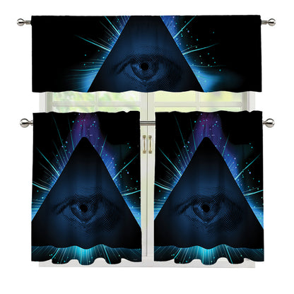 Masonic Eye All Seeing Print 3 Piece Kitchen Curtains