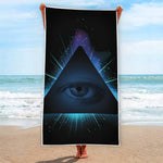 Masonic Eye All Seeing Print Beach Towel