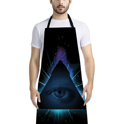 Masonic Eye All Seeing Print Bib Apron With Pocket