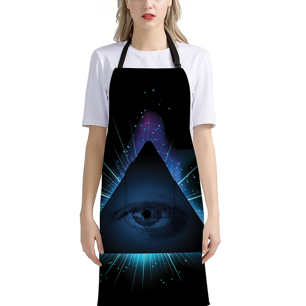 Masonic Eye All Seeing Print Bib Apron With Pocket