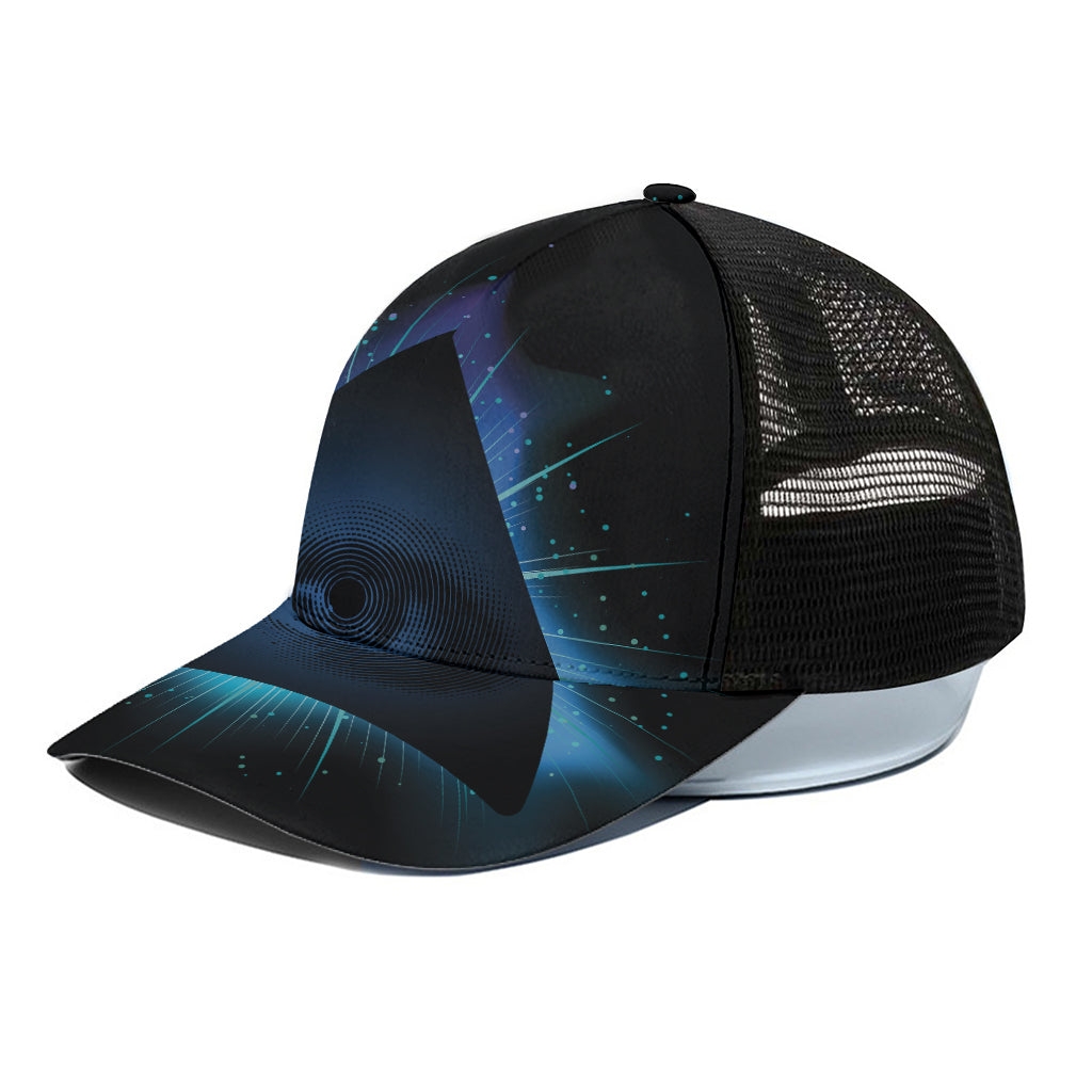 Masonic Eye All Seeing Print Black Mesh Trucker Cap