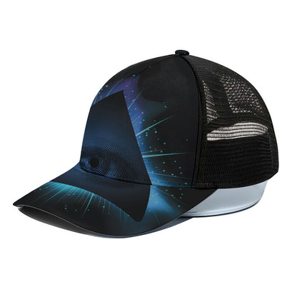 Masonic Eye All Seeing Print Black Mesh Trucker Cap