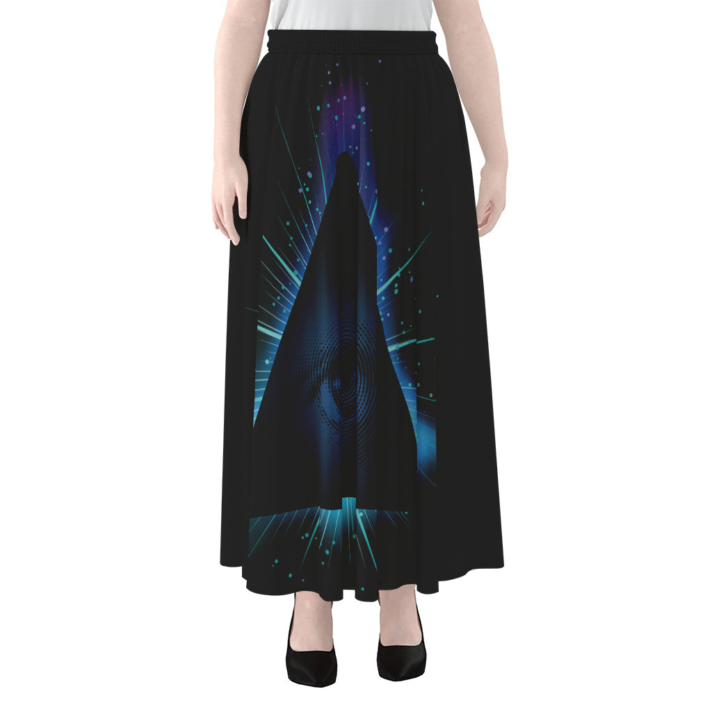 Masonic Eye All Seeing Print Chiffon Maxi Skirt