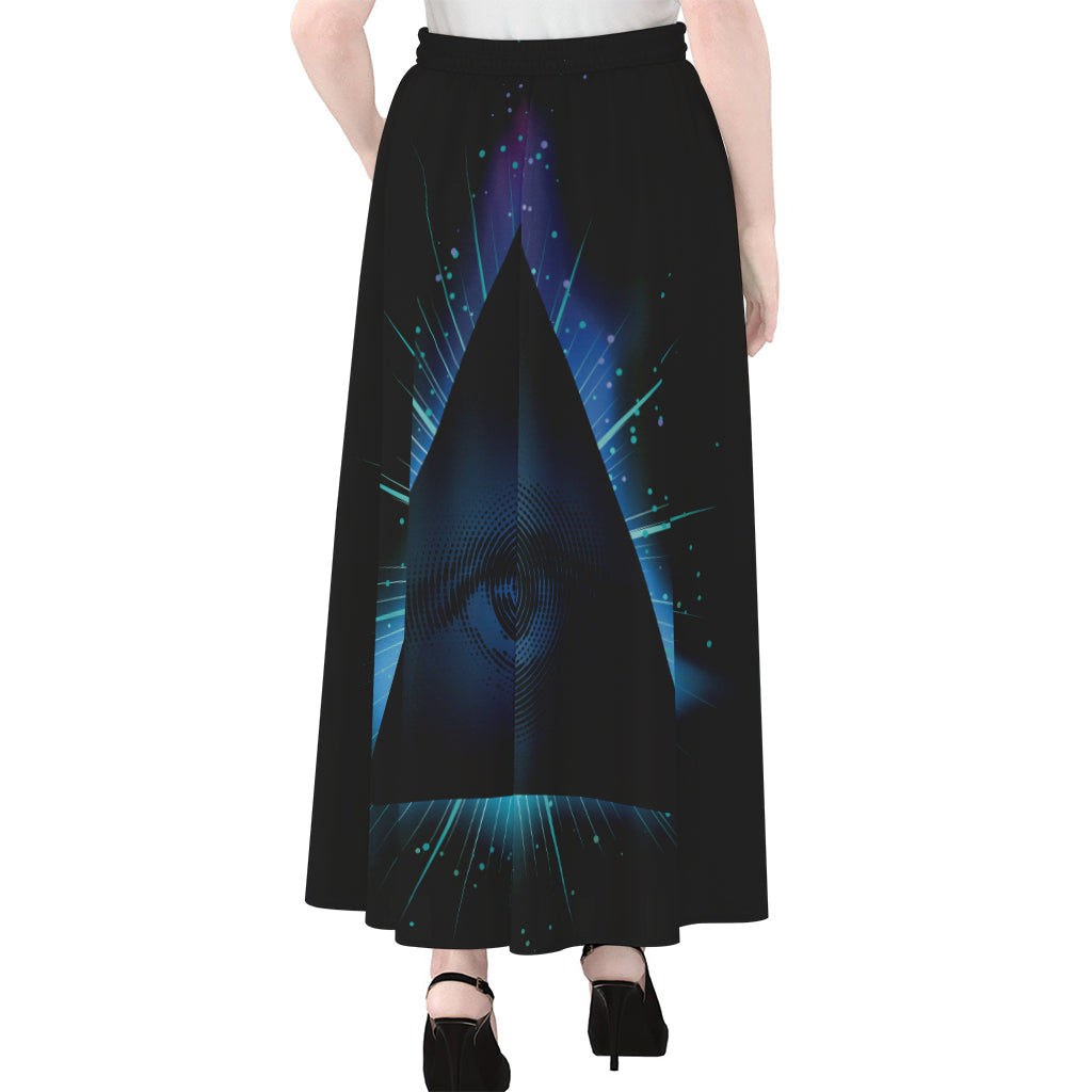 Masonic Eye All Seeing Print Chiffon Maxi Skirt
