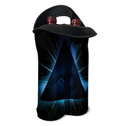 Masonic Eye All Seeing Print Double Neoprene Wine Tote