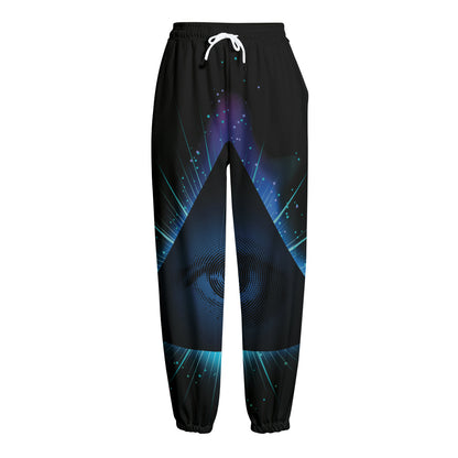 Masonic Eye All Seeing Print Fleece Lined Knit Pants