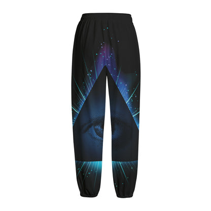 Masonic Eye All Seeing Print Fleece Lined Knit Pants