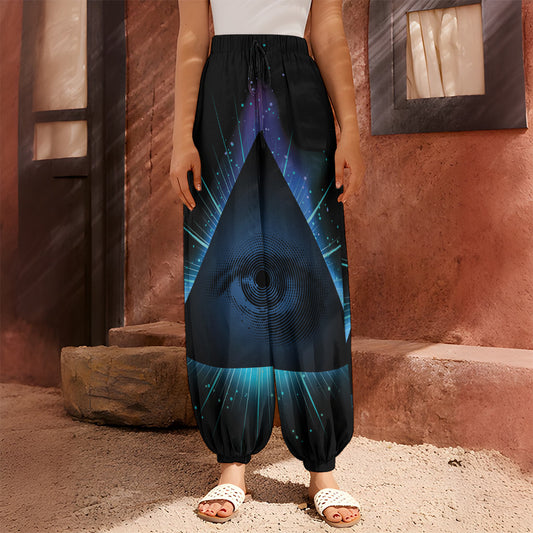 Masonic Eye All Seeing Print Harem Pants