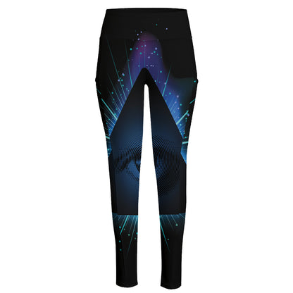Masonic Eye All Seeing Print High-Waisted Pocket Leggings