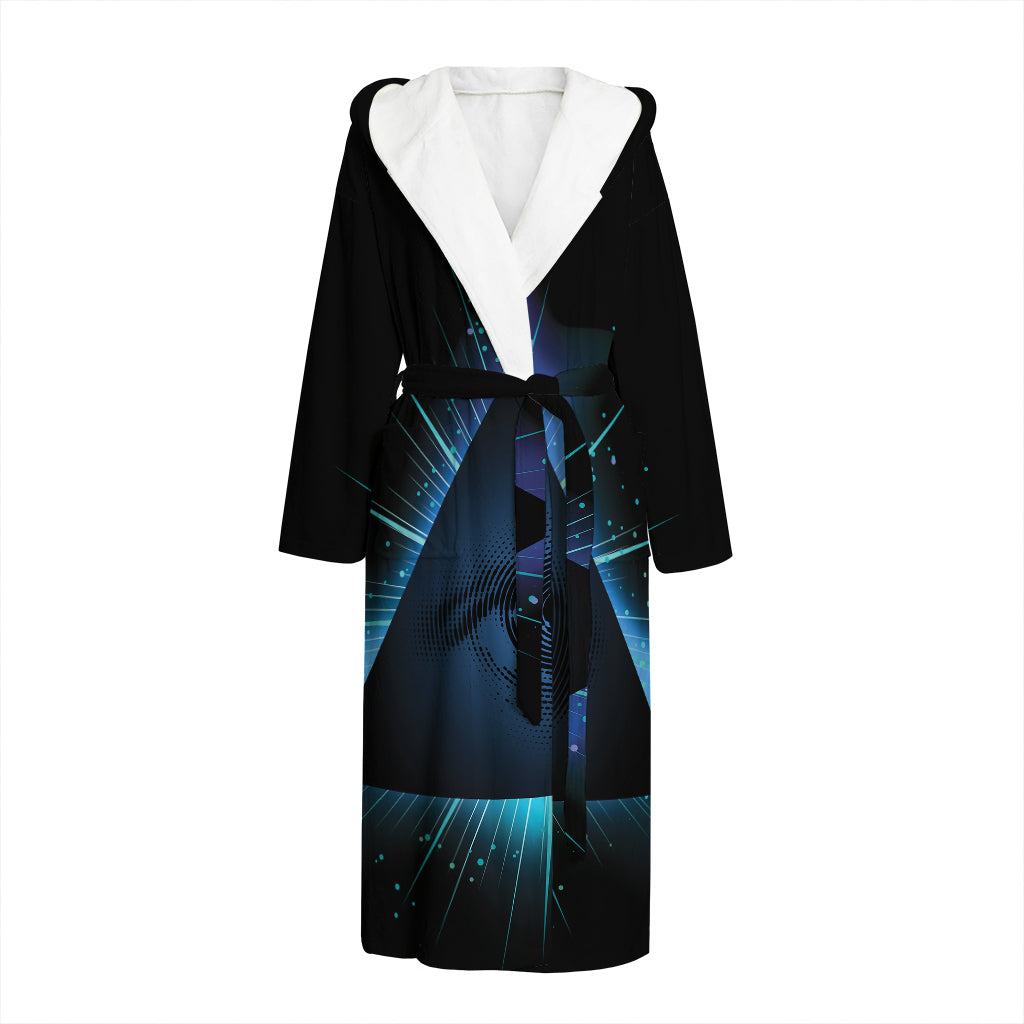 Masonic Eye All Seeing Print Hooded Bathrobe