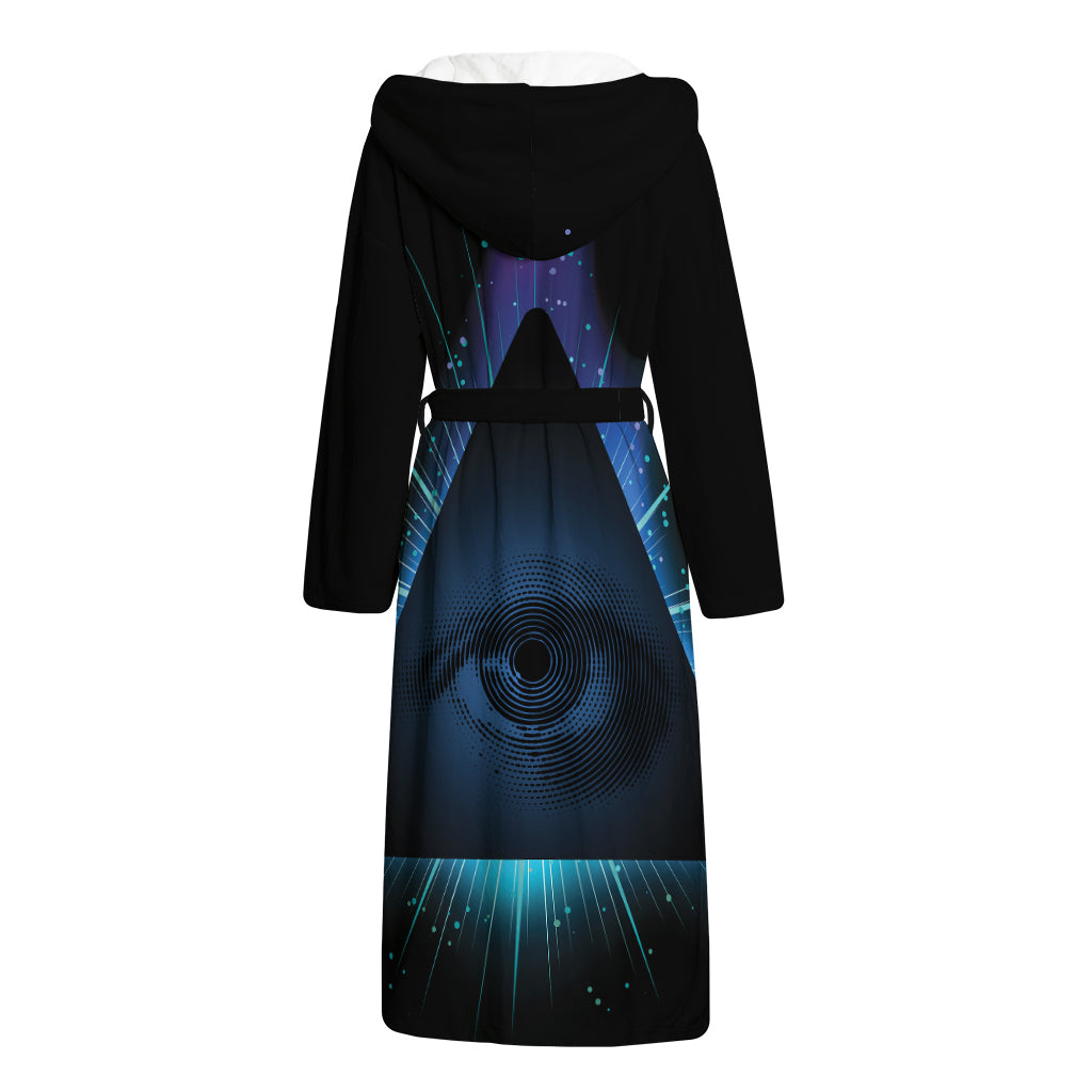 Masonic Eye All Seeing Print Hooded Bathrobe
