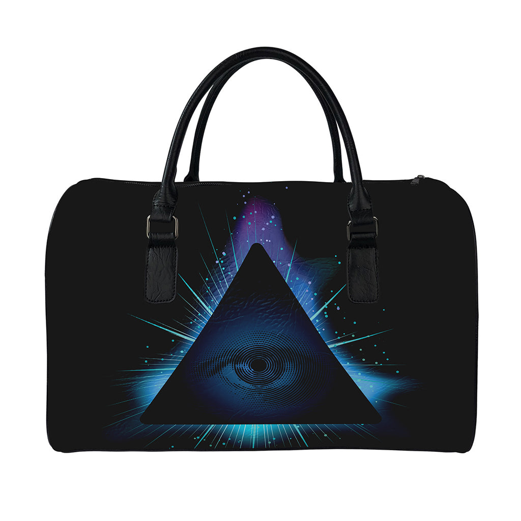Masonic Eye All Seeing Print Leather Duffle Bag