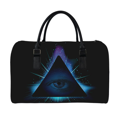 Masonic Eye All Seeing Print Leather Duffle Bag