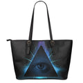 Masonic Eye All Seeing Print Leather Tote Bag With Zipper
