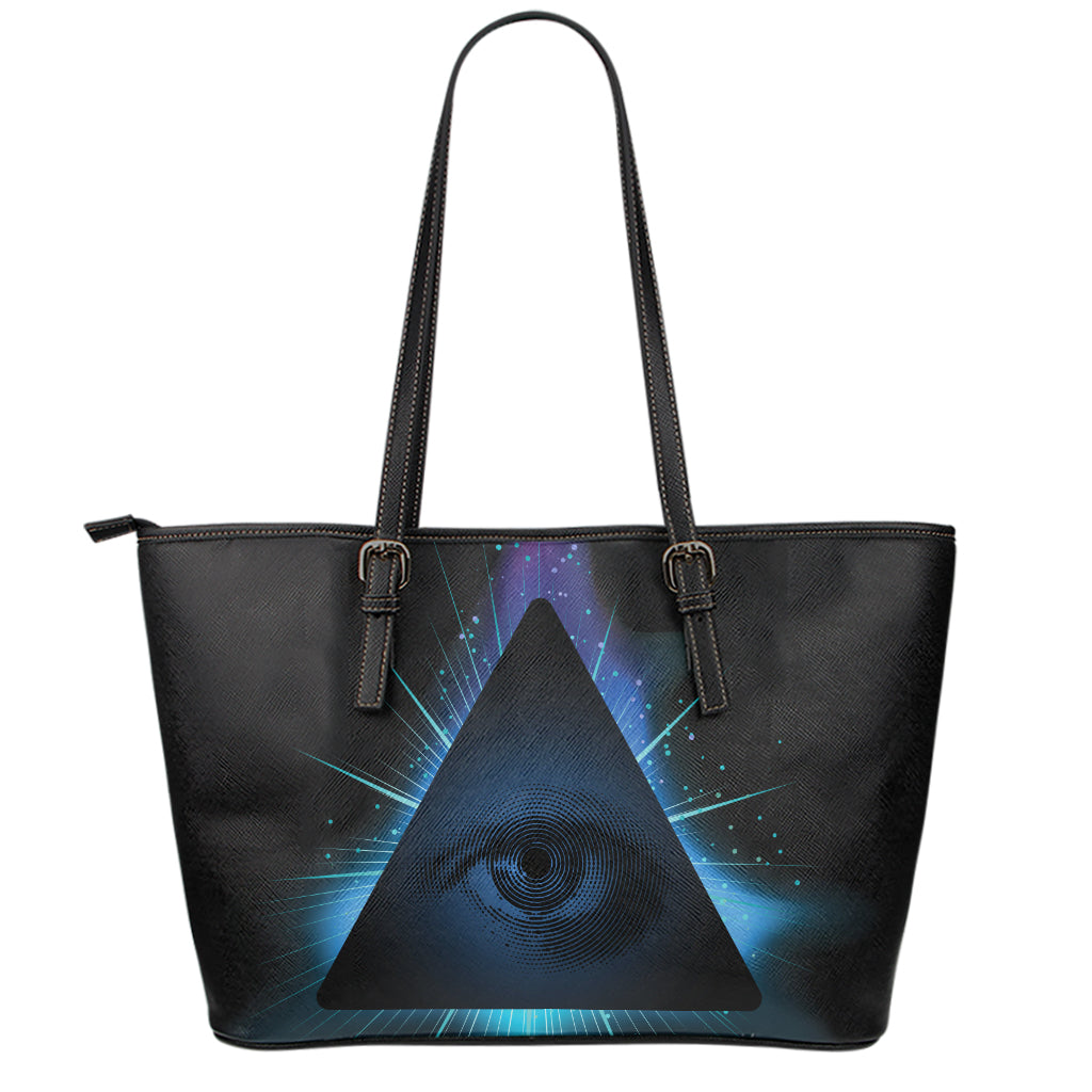 Masonic Eye All Seeing Print Leather Tote Bag