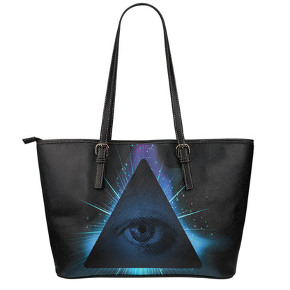 Masonic Eye All Seeing Print Leather Tote Bag