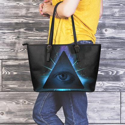 Masonic Eye All Seeing Print Leather Tote Bag