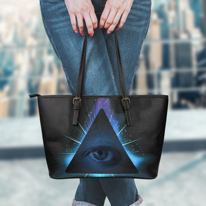 Masonic Eye All Seeing Print Leather Tote Bag