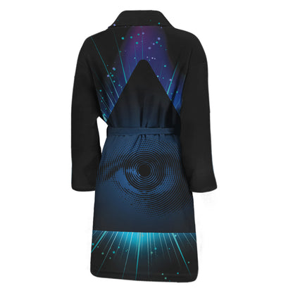 Masonic Eye All Seeing Print Men's Bathrobe