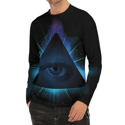 Masonic Eye All Seeing Print Men's Long Sleeve Rash Guard